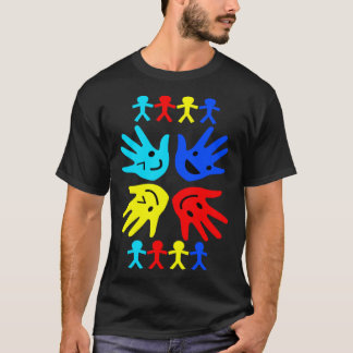 Camiseta Sensibilização Autismo Mãos Multicoloridas Criança
