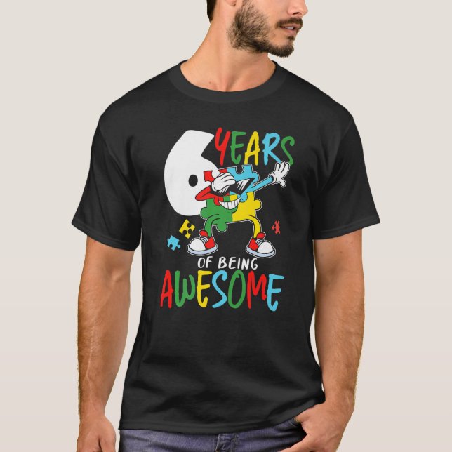 Camiseta Sensibilização Autista E Autista Aniversário De 6  (Frente)