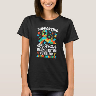 Camiseta Sensibilização Autista Que Apoia O Meu Irmão Ribbo