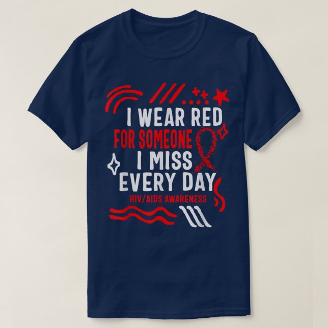 Camiseta Sensibilização contra a SIDA Mês Visto Vermelho po (Frente do Design)