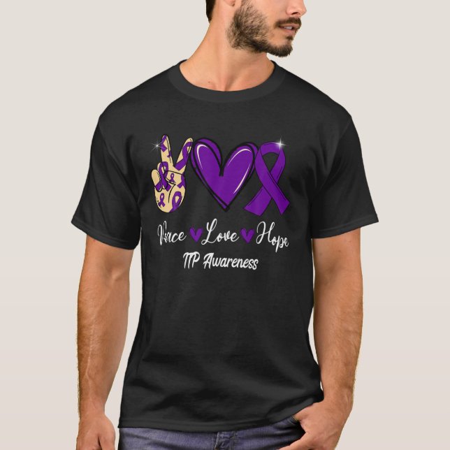 Camiseta Sensibilização da ITP Paz Amor Esperança Fita Roxo (Frente)