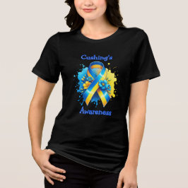 Camiseta Sensibilização de Cushing - Fita Amarela e Azul