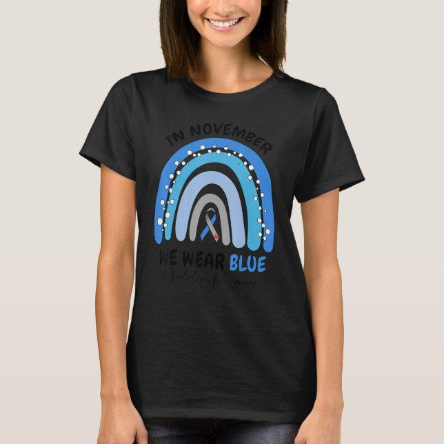 Camiseta Sensibilização Diabetes Friso Arco-Íris Em Novembr (Frente)