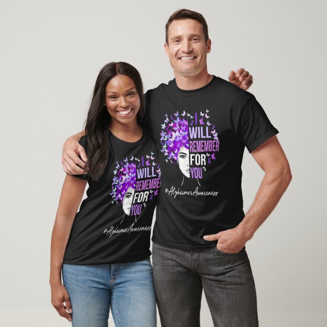 Camiseta Sensibilização do Alzheimer Eu lembrarei por você (Unissex)