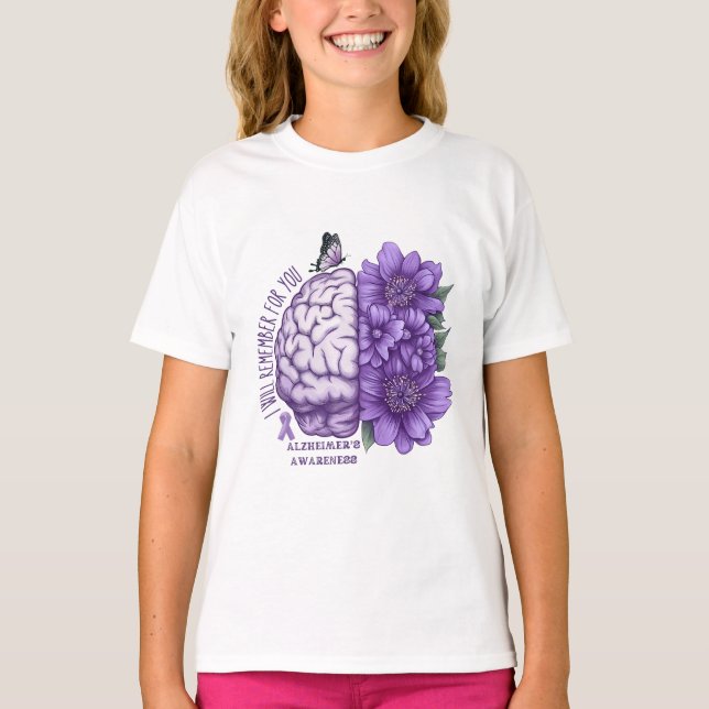 Camiseta Sensibilização do Alzheimer Eu lembrarei por você (Frente)