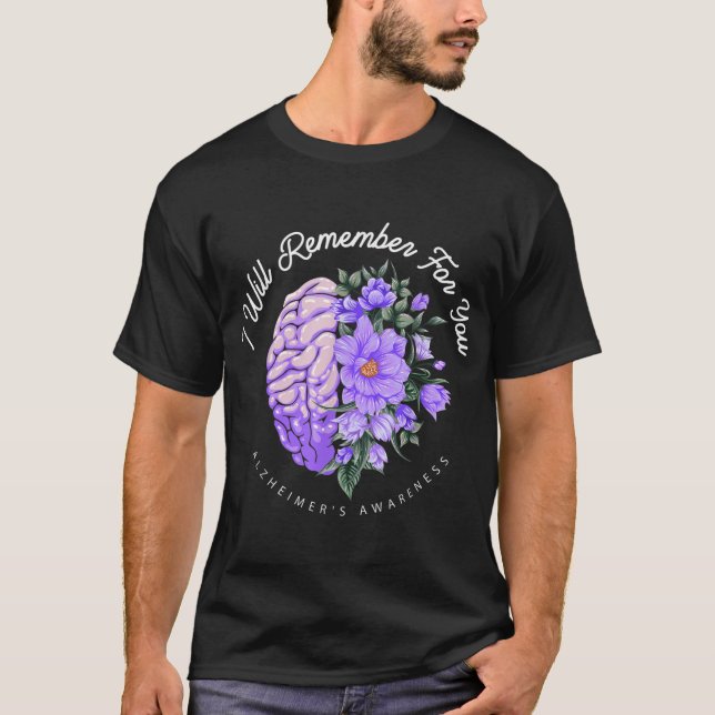 Camiseta Sensibilização do Alzheimer Eu lembrarei por você (Frente)