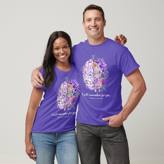 Camiseta Sensibilização do Alzheimer Eu lembrarei por você (Unissex)
