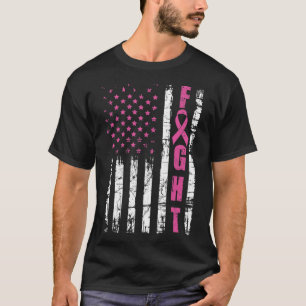 Camiseta Sensibilização do Cancer Americano Bandeira Lutar