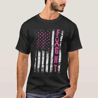 Camiseta Sensibilização do Cancer Americano Bandeira Lutar 