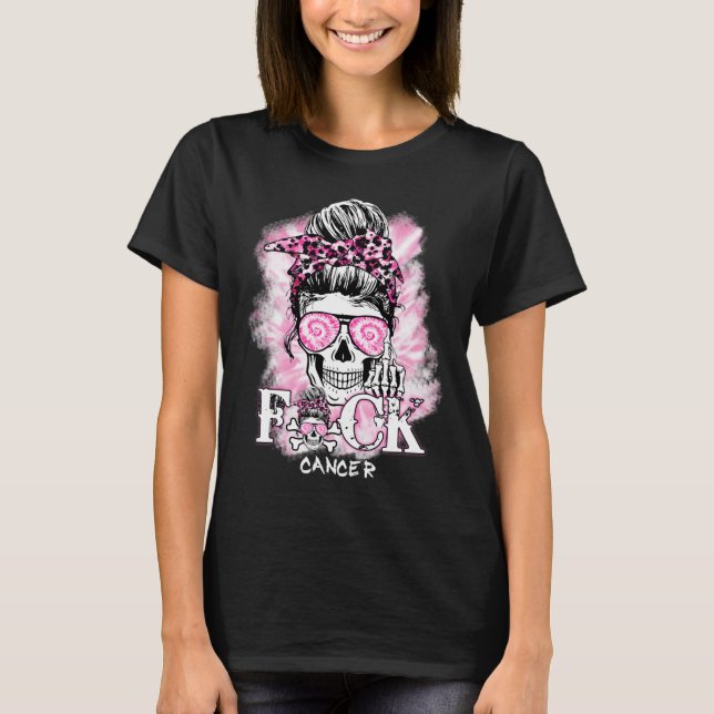 Camiseta Sensibilização do Cancer Crânio F Cancer Ck Rib Ro (Frente)