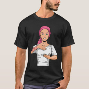 Camiseta Sensibilização do Cancer da Mama Idioma de Sinal A