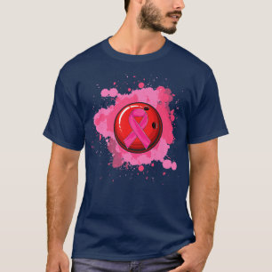 Camiseta Sensibilização do Cancer de Fita Rosa de boliche