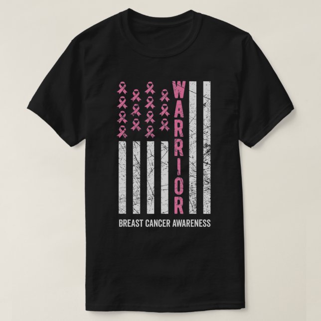 Camiseta Sensibilização do Cancer de Fita Rosa Guerreiro (Frente do Design)