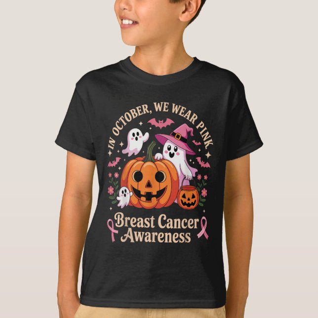 Camiseta Sensibilização do Cancer no Halloween Em Outubro N (Frente)