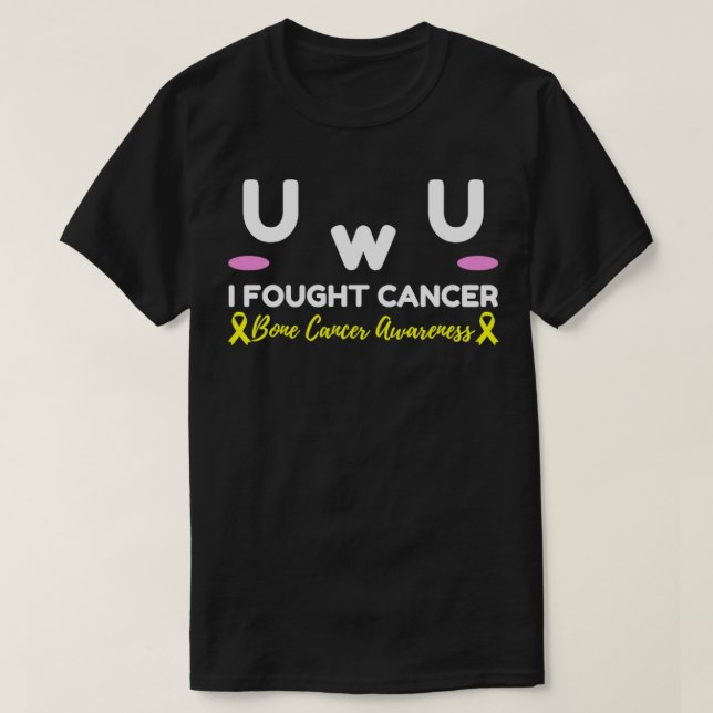 Camiseta Sensibilização do Cancer Ósseo Eu Lutei Contra o P (Frente do Design)