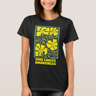 Camiseta Sensibilização do Cancer Ósseo Flor Amarelo Boho