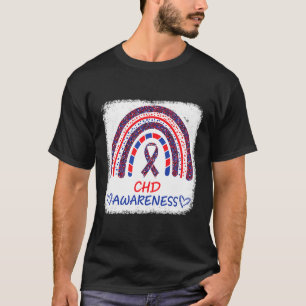 Camiseta Sensibilização Doença cardíaca branqueada Rainbow 