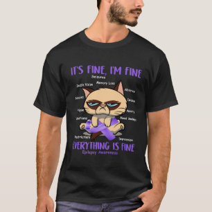 Camiseta Sensibilização Epilepsy Cat Sua Batalha É Minha Gi