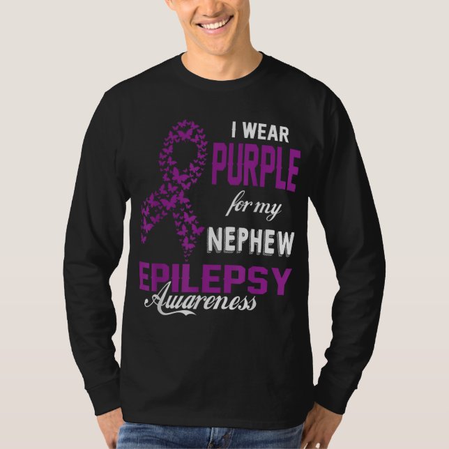 Camiseta Sensibilização Epiléptica Eu Visto Roxo Para Minha (Frente)