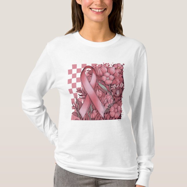 Camiseta Sensibilização Floral para o Cancer da Mama (Frente)
