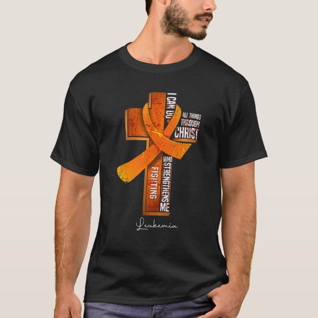 Camiseta Sensibilização Laranja Fita Cristã Cruz (Frente)
