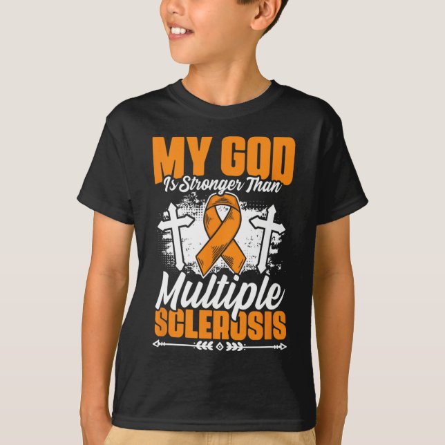 Camiseta Sensibilização Mais Forte Que Esclerose Múltipla S (Frente)
