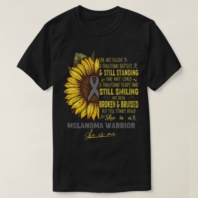 Camiseta Sensibilização Melanoma Ela É Uma Guerreira Melano (Frente do Design)