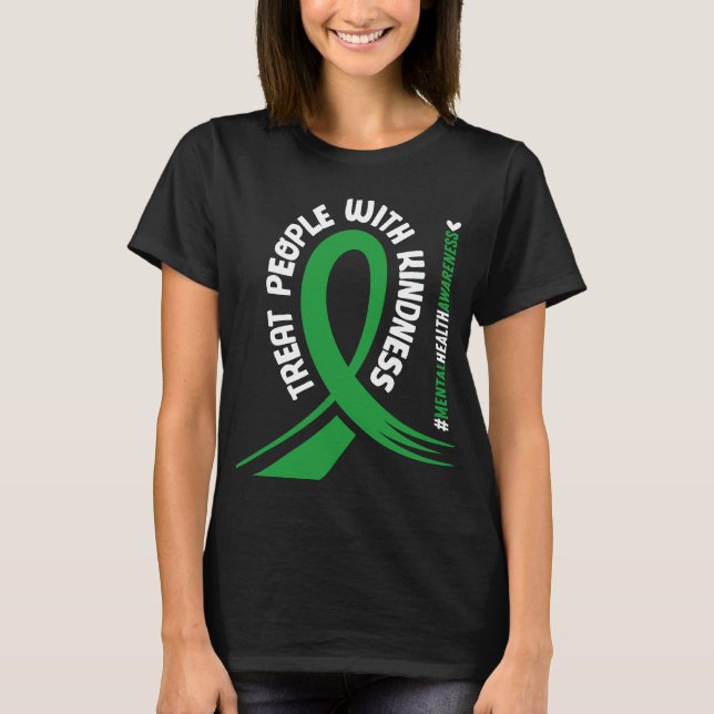 Camiseta Sensibilização Mental Fita Verde Causa Tipo (Frente)