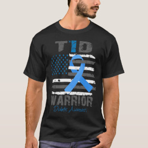 Camiseta Sensibilização mundial para a diabetes Blue Ribbon