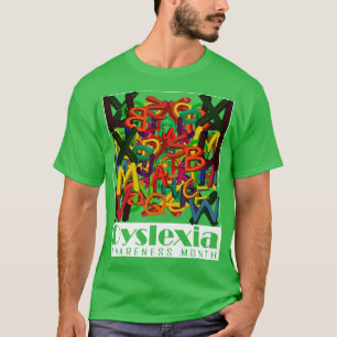 Camiseta Sensibilização para a Dislexia Mês 3D Letras Mista