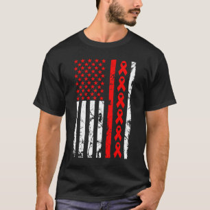 Camiseta Sensibilização para a Doença Cardíaca Fita Vermelh