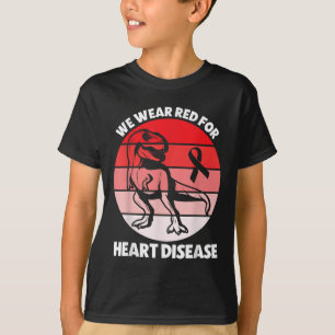 Camiseta Sensibilização para a Doença Cardíaca T-rex Vermel