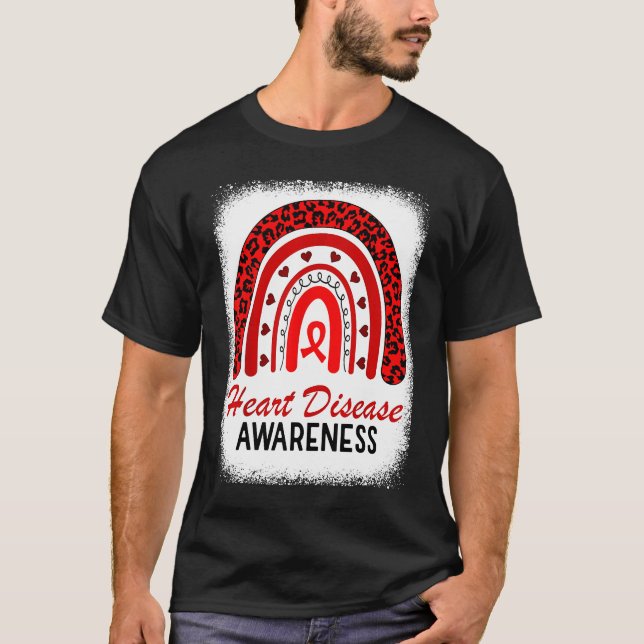 Camiseta Sensibilização para a Doença do Coração Arco-Íris  (Frente)