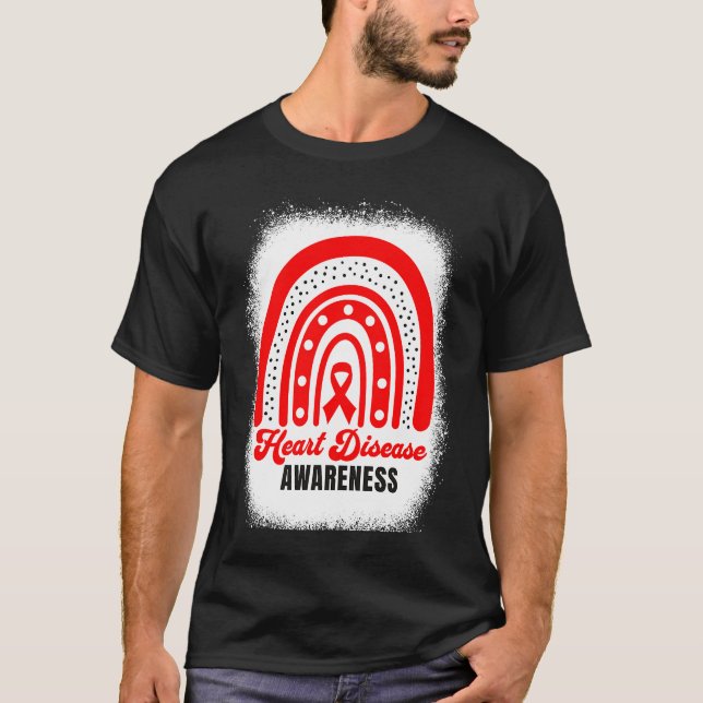 Camiseta Sensibilização para a Doença do Coração Arco-Íris  (Frente)