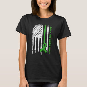 Camiseta Sensibilização para a Escoliose Verde da Faixa dos