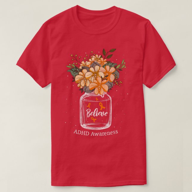 Camiseta Sensibilização para a Flor ADHD Acredite (Frente do Design)