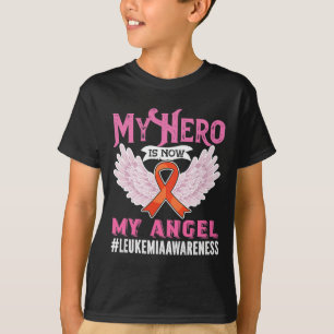 Camiseta Sensibilização para a leucemia Meu herói agora é m