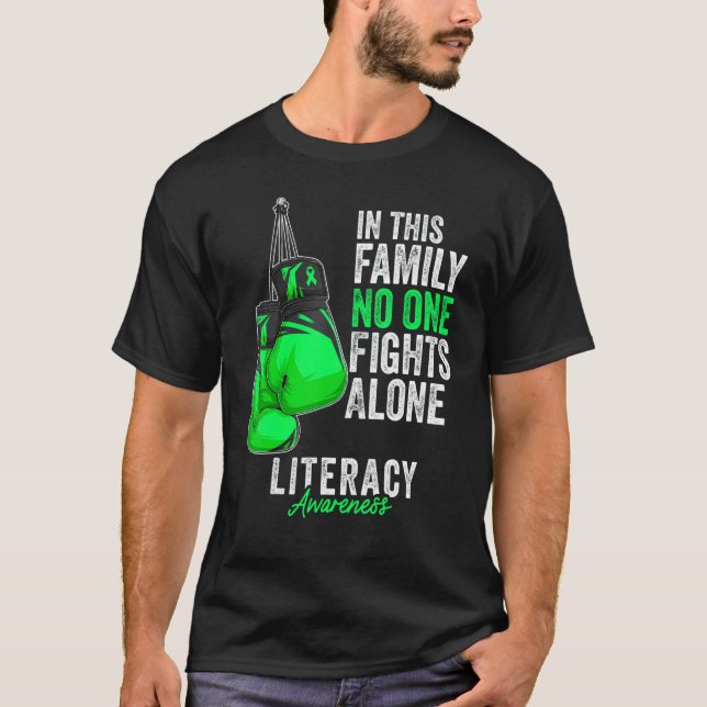 Camiseta Sensibilização para a literatura Mês Luva Fita Ver (Frente)