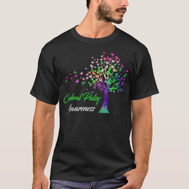 Camiseta Sensibilização para a paralisia cerebral da fita e (Frente)