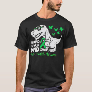 Camiseta Sensibilização Para A Saúde Mental Dino Engraçado 