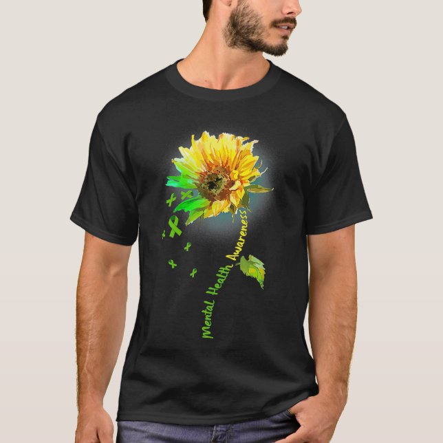 Camiseta Sensibilização para a saúde mental Fita Verde de g (Frente)