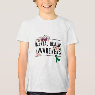 Camiseta Sensibilização para a Saúde Mental Floral Moderna,