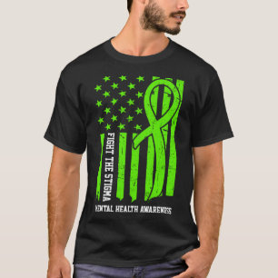 Camiseta Sensibilização Para A Saúde Mental Mês EUA Bandeir
