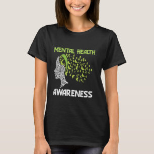 Camiseta Sensibilização para a Saúde Mental Mês Nuvem de Pa