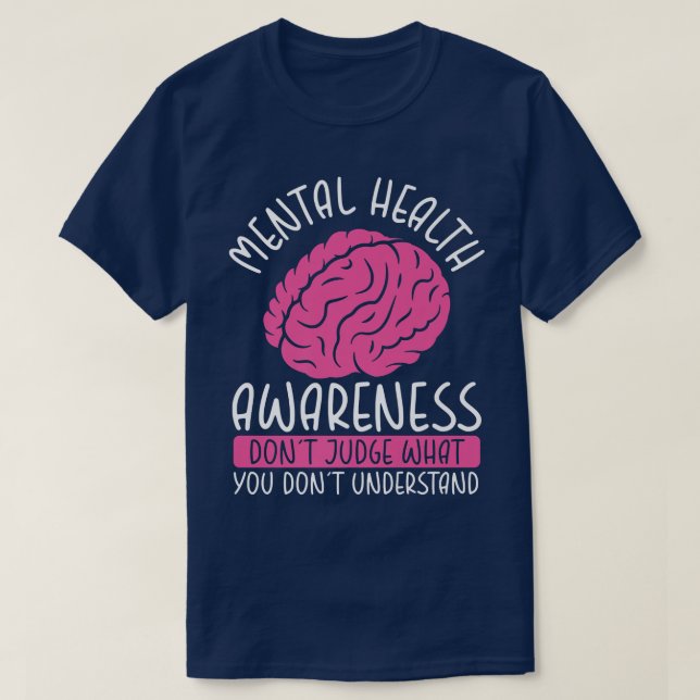 Camiseta Sensibilização para a Saúde Mental Não julgue - Cé (Frente do Design)
