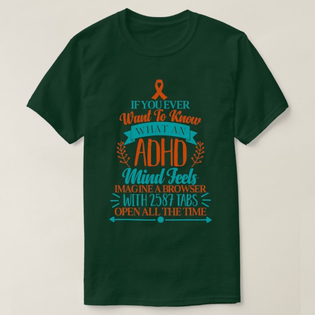 Camiseta Sensibilização para o ADHD Engraçada (Frente do Design)