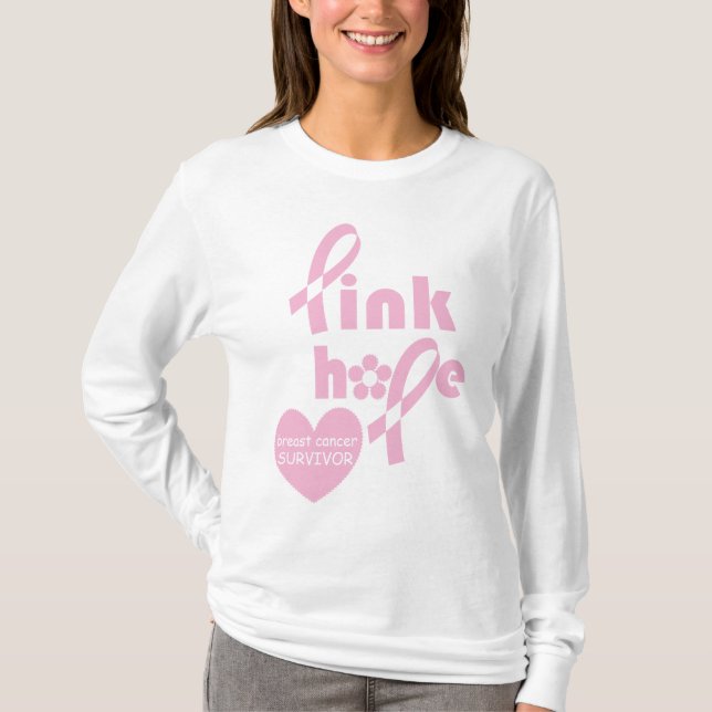 Camiseta Sensibilização para o cancer da Fita Rosa (Frente)