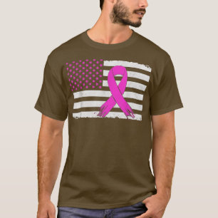 Camiseta Sensibilização para o Cancer de Fita Rosa com Dist