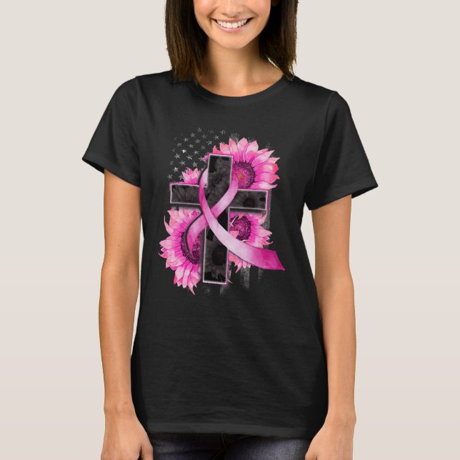 Camiseta Sensibilização para o Cancer de Girassol da Cruz V (Frente)