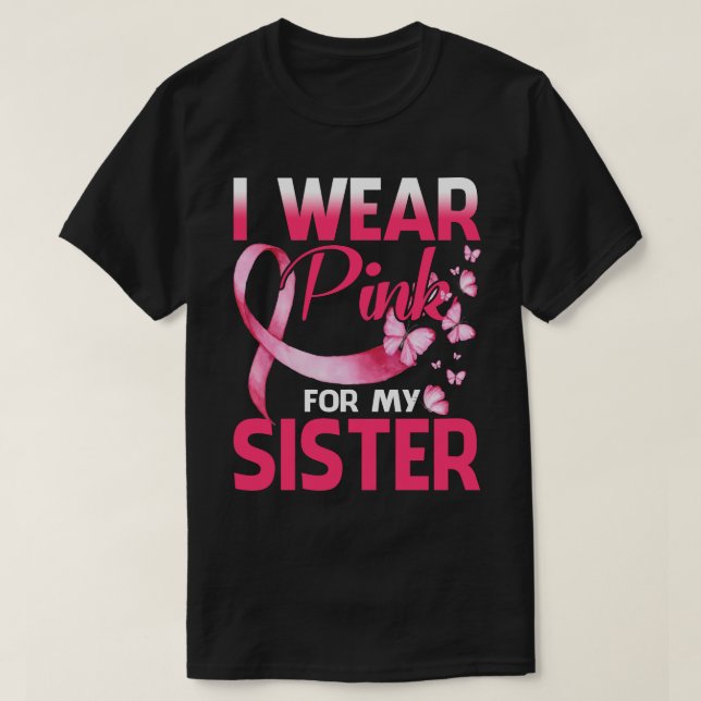 Camiseta Sensibilização Para O Cancer Eu Visto Rosa Para A  (Frente do Design)